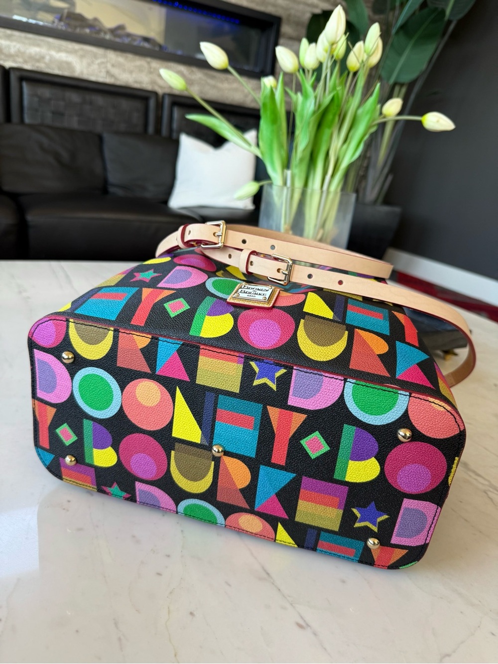 New Dooney & Bourke Art Deco Brenna Cotton/Leather Bag - Picture 5 of 16